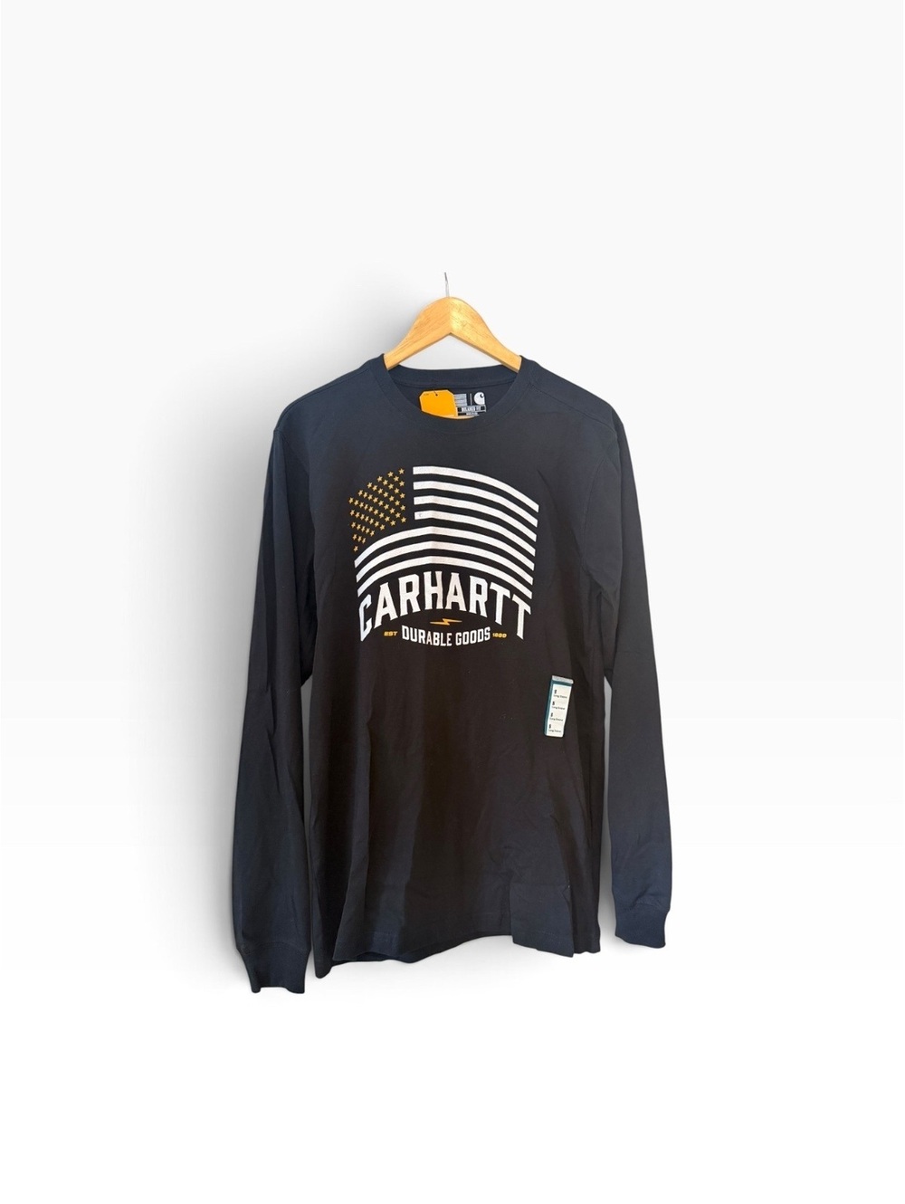 Carhartt relaxed fit midweight flag graphic black long sleeve shirt size small